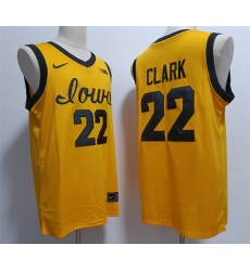 Men's Iowa Hawkeyes #22 Caitlin Clark Yellow Stitched Jersey