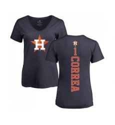 MLB Women's Nike Houston Astros #1 Carlos Correa Navy Blue Backer T-Shirt