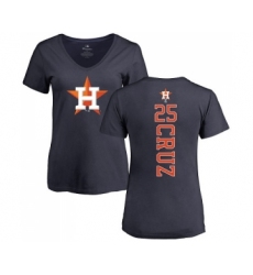 MLB Women's Nike Houston Astros #25 Jose Cruz Jr. Navy Blue Backer T-Shirt