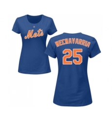 Baseball Women's New York Mets #25 Adeiny Hechavarria Royal Blue Name & Number T-Shirt
