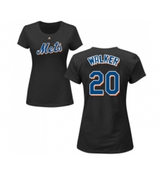 MLB Women's Nike New York Mets #20 Neil Walker Black Name & Number T-Shirt