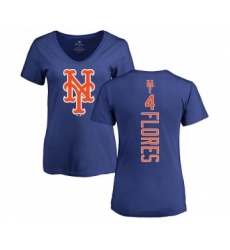 MLB Women's Nike New York Mets #4 Wilmer Flores Royal Blue Backer T-Shirt