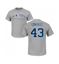 Baseball New York Yankees #43 Gio Gonzalez Gray Name & Number T-Shirt