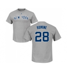 MLB Nike New York Yankees #28 Austin Romine Gray Name & Number T-Shirt