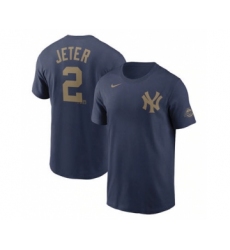 Men's New York Yankees #2 Derek Jeter navy Baseball T-shirt