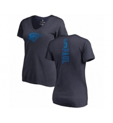 Basketball Women's Oklahoma City Thunder #3 Chris Paul Navy Blue One Color Backer Slim-Fit V-Neck T-Shirt