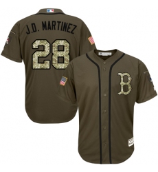 Men's Majestic Boston Red Sox #28 J. D. Martinez Authentic Green Salute to Service MLB Jersey