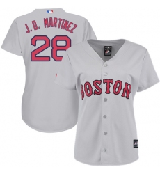 Women's Majestic Boston Red Sox #28 J. D. Martinez Authentic Grey Road MLB Jersey
