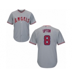Men's Los Angeles Angels of Anaheim #8 Justin Upton Replica Grey Road Cool Base Baseball Jersey