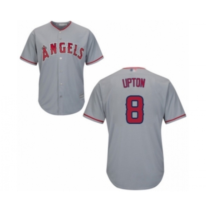 Men's Los Angeles Angels of Anaheim #8 Justin Upton Replica Grey Road Cool Base Baseball Jersey