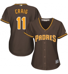 Women's Majestic San Diego Padres #11 Allen Craig Authentic Brown Alternate Cool Base MLB Jersey