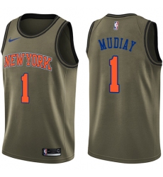 Men's Nike New York Knicks #1 Emmanuel Mudiay Swingman Green Salute to Service NBA Jersey