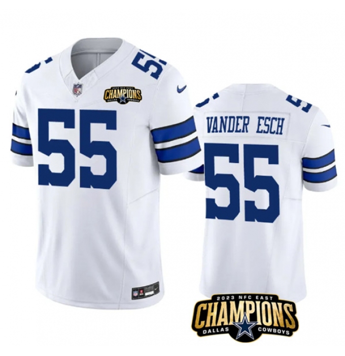Men's Dallas Cowboys #55 Leighton Vander Esch White 2023 F.U.S.E. NFC East Champions Football Stitched Jersey