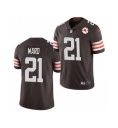 Men's Cleveland Browns #21 Denzel Ward 2021 Brown 75th Anniversary Patch Vapor Untouchable Limited Jersey