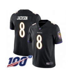 Men's Nike Baltimore Ravens #8 Lamar Jackson Black Alternate Vapor Untouchable Limited Player 100th Season NFL Jersey Men's Nike Baltimore Ravens #8 Lamar Jackson Black Alternate Vapor Untouchable Limited Player 100th Season NFL Jersey
