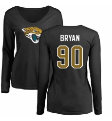 NFL Women's Nike Jacksonville Jaguars #90 Taven Bryan Black Name & Number Logo Slim Fit Long Sleeve T-Shirt