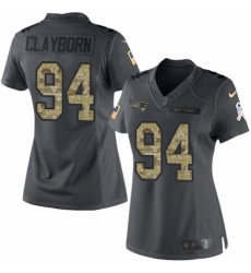 Women's Nike New England Patriots #94 Adrian Clayborn Limited Black 2016 Salute to Service NFL Jersey