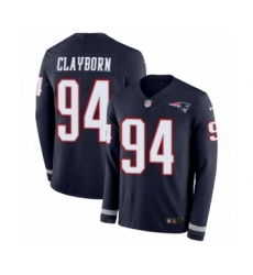 Youth Nike New England Patriots #94 Adrian Clayborn Limited Navy Blue Therma Long Sleeve NFL Jersey