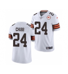 Men's Cleveland Browns #24 Nick Chubb 2021 White 75th Anniversary Patch Vapor Untouchable Limited Jersey