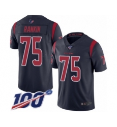 Men's Houston Texans #75 Martinas Rankin Limited Navy Blue Rush Vapor Untouchable 100th Season Football Jersey