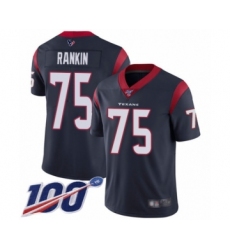 Men's Houston Texans #75 Martinas Rankin Navy Blue Team Color Vapor Untouchable Limited Player 100th Season Football Jersey