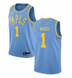 Women's Nike Los Angeles Lakers #1 JaVale McGee Swingman Blue Hardwood Classics NBA Jersey