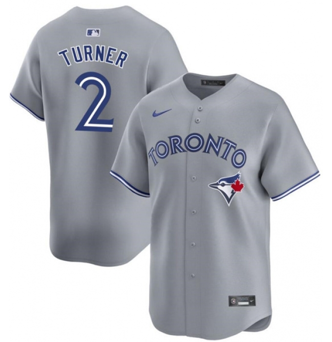 Men's Toronto Blue Jays #2 Justin Turner Gray Cool Base Stitched Jersey
