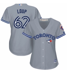 Women's Majestic Toronto Blue Jays #62 Aaron Loup Authentic Grey Road MLB Jersey