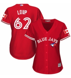 Women's Majestic Toronto Blue Jays #62 Aaron Loup Authentic Scarlet Alternate MLB Jersey