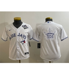 Youth Toronto Blue Jays & Leafs White 2025 World Series With White Leafs Logo Cool Base Stitched Baseball Jersey