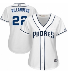 Women's Majestic San Diego Padres #22 Christian Villanueva Authentic White Home Cool Base MLB Jersey