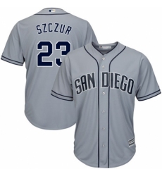 Men's Majestic San Diego Padres #23 Matt Szczur Replica Grey Road Cool Base MLB Jersey