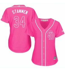 Women's Majestic San Diego Padres #34 Craig Stammen Replica Pink Fashion Cool Base MLB Jersey
