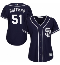Women's Majestic San Diego Padres #51 Trevor Hoffman Authentic Navy Blue Alternate 1 Cool Base MLB Jersey