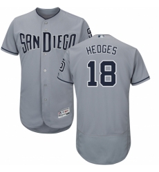 Men's Majestic San Diego Padres #18 Austin Hedges Authentic Grey Road Cool Base MLB Jersey