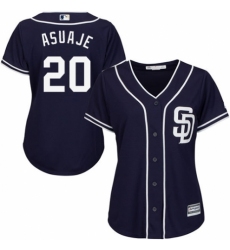 Women's Majestic San Diego Padres #20 Carlos Asuaje Authentic Navy Blue Alternate 1 Cool Base MLB Jersey