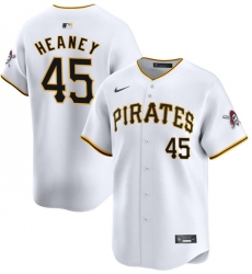 Men's Pittsburgh Pirates #45 Andrew Heaney White 2025 Home Limited Stitched Baseball Jersey