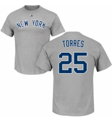 MLB Nike New York Yankees #25 Gleyber Torres Gray RBI T-Shirt