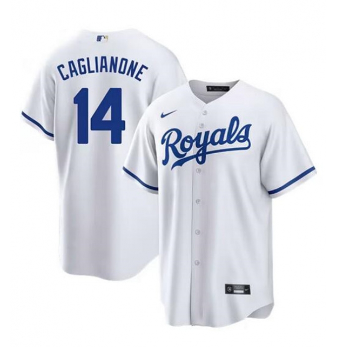 Men's Kansas City Royals #14 Jac Caglianone White Cool Base Stitched Baseball Jersey