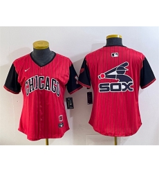 Womens Chicago White Sox Team Big Logo Red Black 2025 City Connect Limited Stitched Baseball Jersey(Run Small)