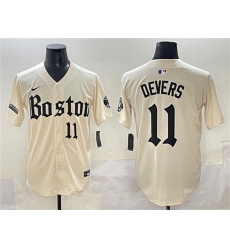 Men's Boston Red Sox #11 Rafael Devers Cream Gothic Vapor Limited Stitched Baseball Jersey