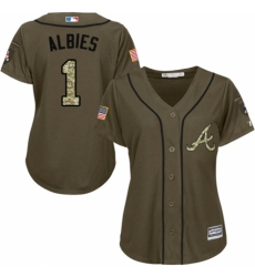 Women's Majestic Atlanta Braves #1 Ozzie Albies Authentic Green Salute to Service MLB Jersey