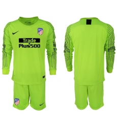 Atletico Madrid Blank Shiny Green Goalkeeper Long Sleeves Soccer Club Jersey3