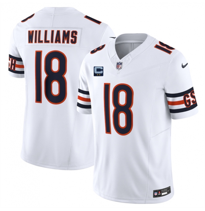 Men's Chicago Bears #18 Caleb Williams White 2025 F.U.S.E. With 2-Star C Vapor Untouchable Limited Stitched Football Jersey