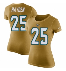NFL Women's Nike Jacksonville Jaguars #25 D.J. Hayden Gold Rush Pride Name & Number T-Shirt