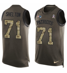 Men's Nike New England Patriots #71 Danny Shelton Limited Green Salute to Service Tank Top NFL Jersey