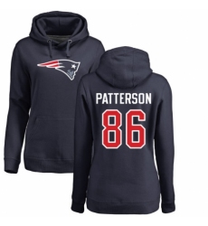 NFL Women's Nike New England Patriots #86 Cordarrelle Patterson Navy Blue Name & Number Logo Pullover Hoodie