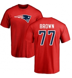 NFL Nike New England Patriots #77 Trent Brown Red Name & Number Logo T-Shirt