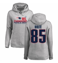 Women's Nike New England Patriots #85 Kenny Britt Heather Gray 2017 AFC Champions Pullover Hoodie