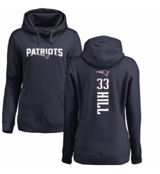 NFL Women's Nike New England Patriots #33 Jeremy Hill Navy Blue Backer Pullover Hoodie